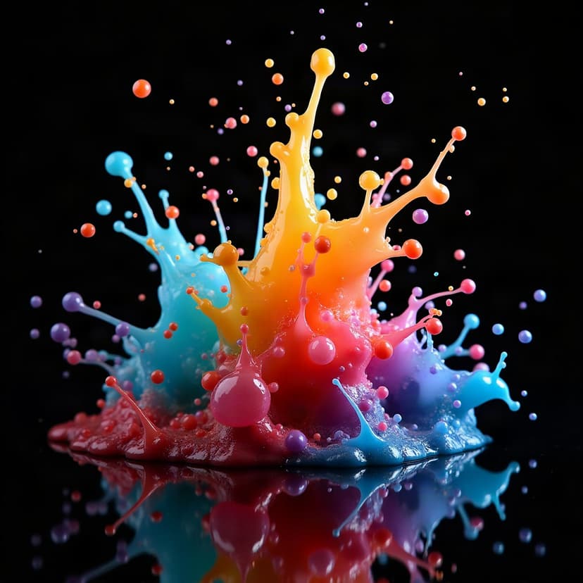 AI-generated image: macro shot of colourful paint mixing in water