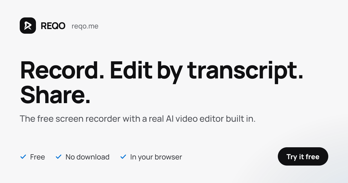 REQO - Free Screen Recorder & AI Video Editor (No Download)